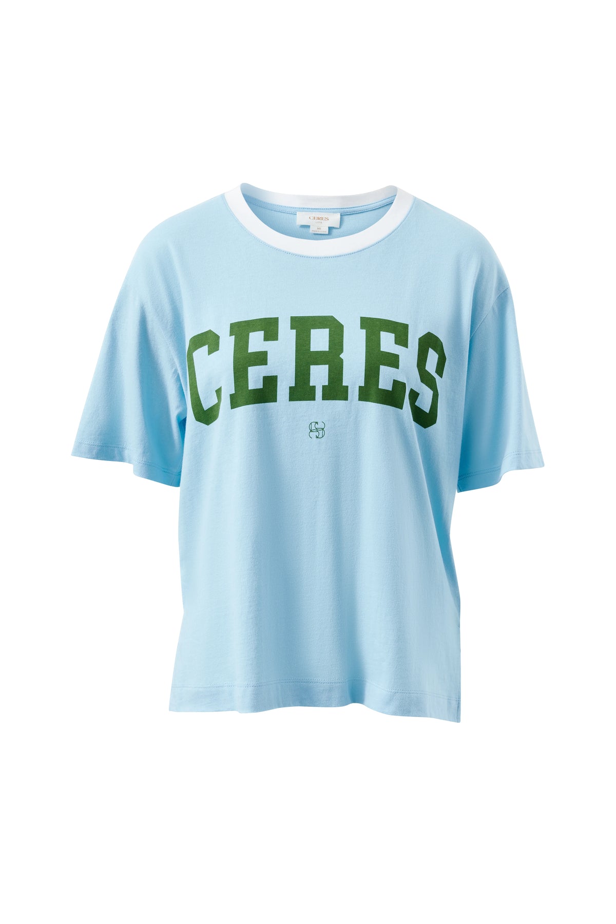 STEVIE SLOUCHY TEE/FRESH BLUE/BASIL VARSITY