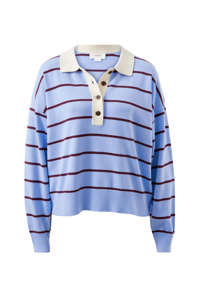 Jessa Rugby Knit Sky Blue