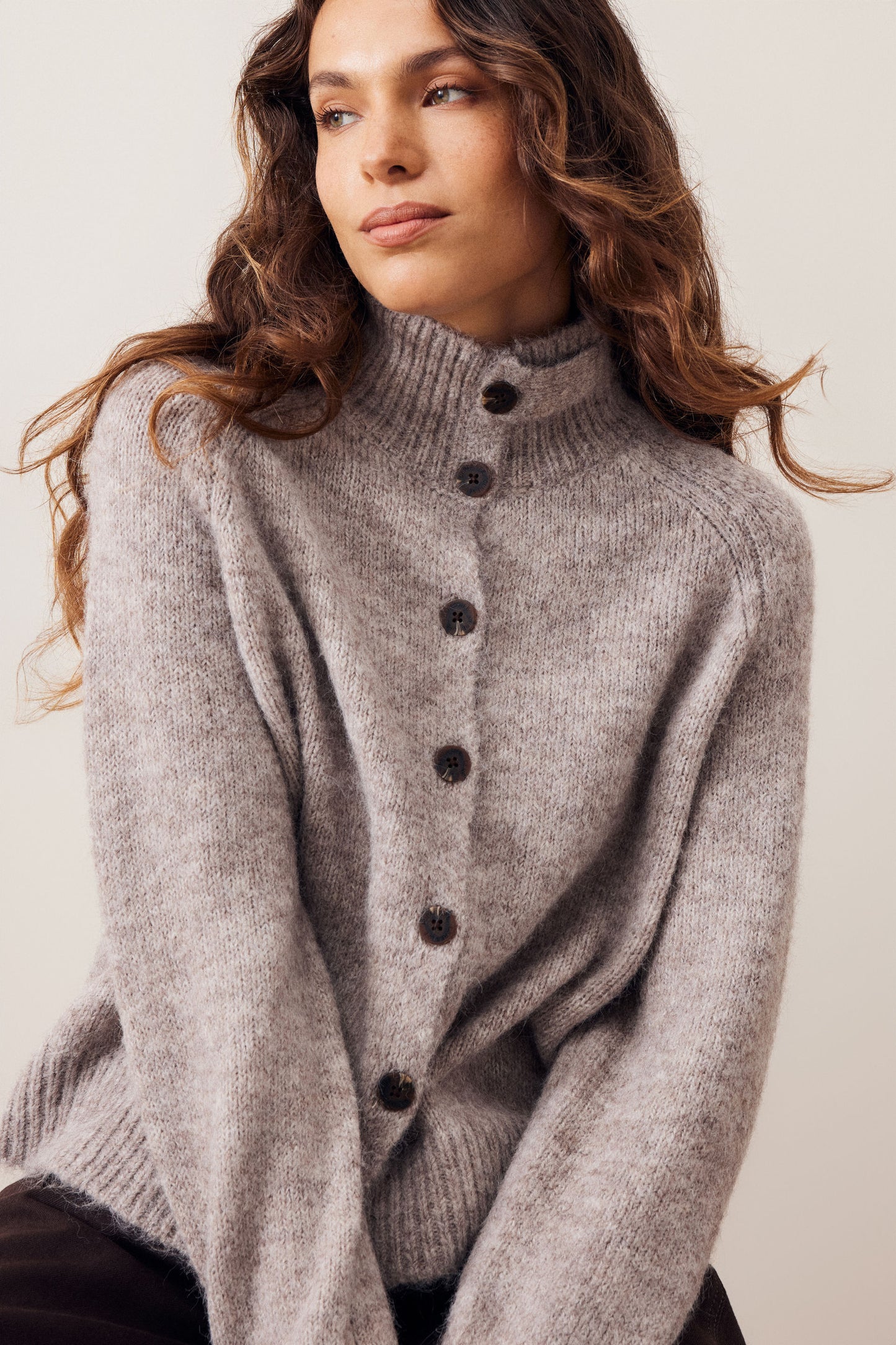 Riley Funnel Neck Marle KNit
