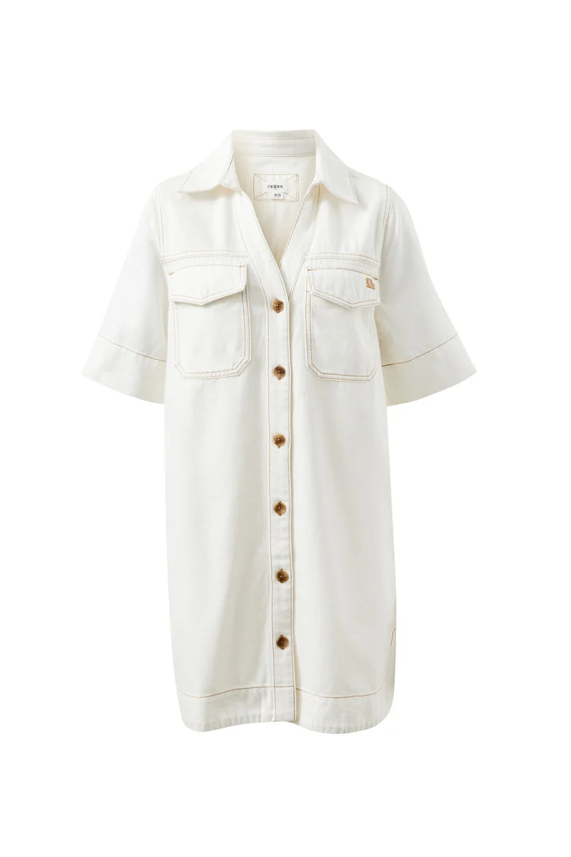 BONNIE RELAXED SHIRT DRESS ECRU