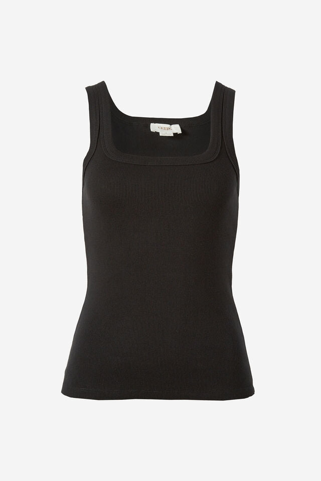 Zaeli Contour Rib Square Tank Black