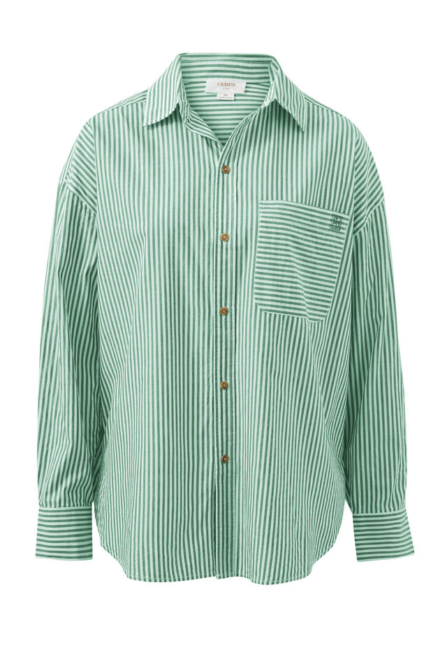 Peta Oversized Shirt Zesty Green Stripe