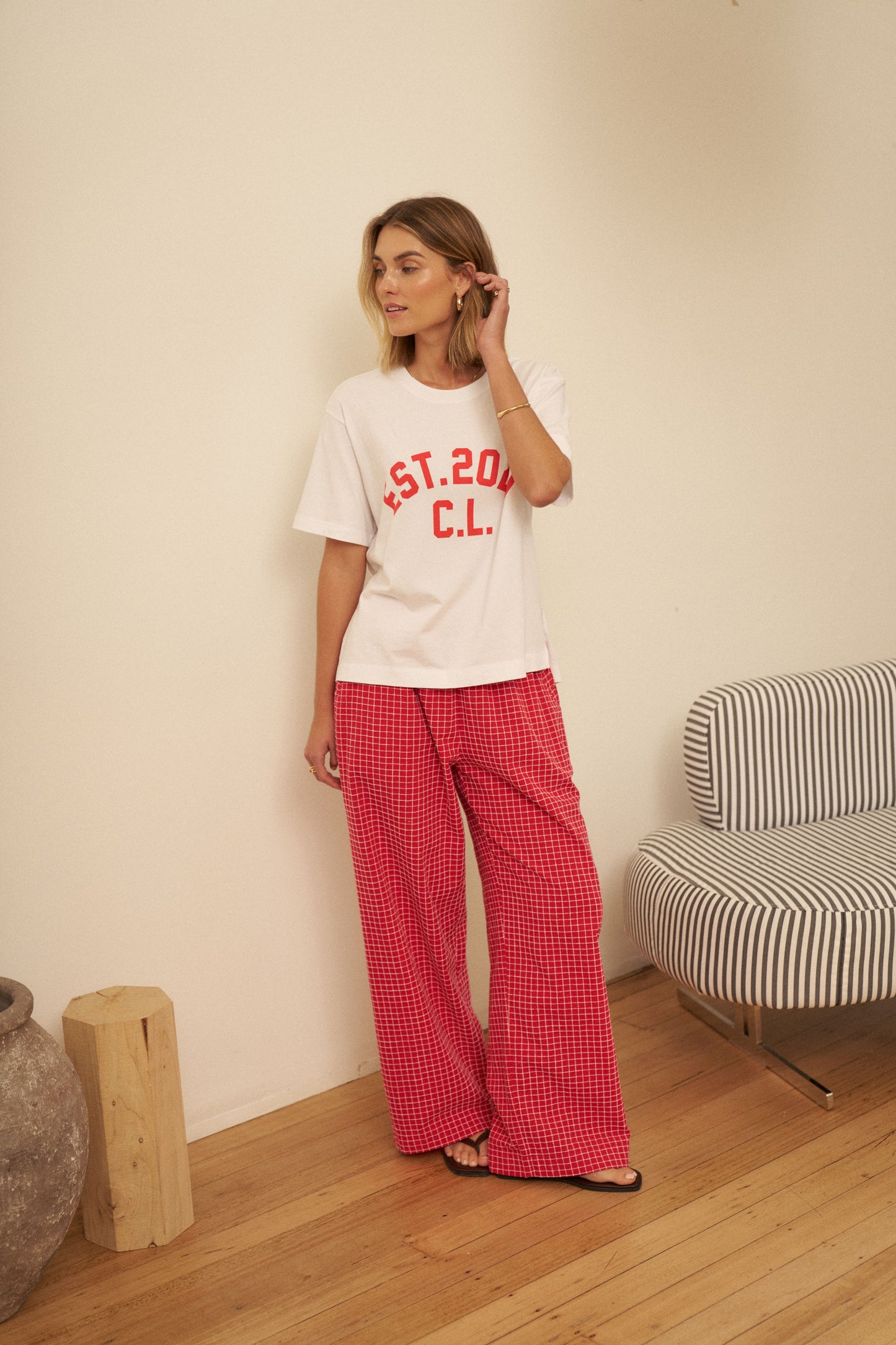 Stevie Slouchy Tee White Chili Est