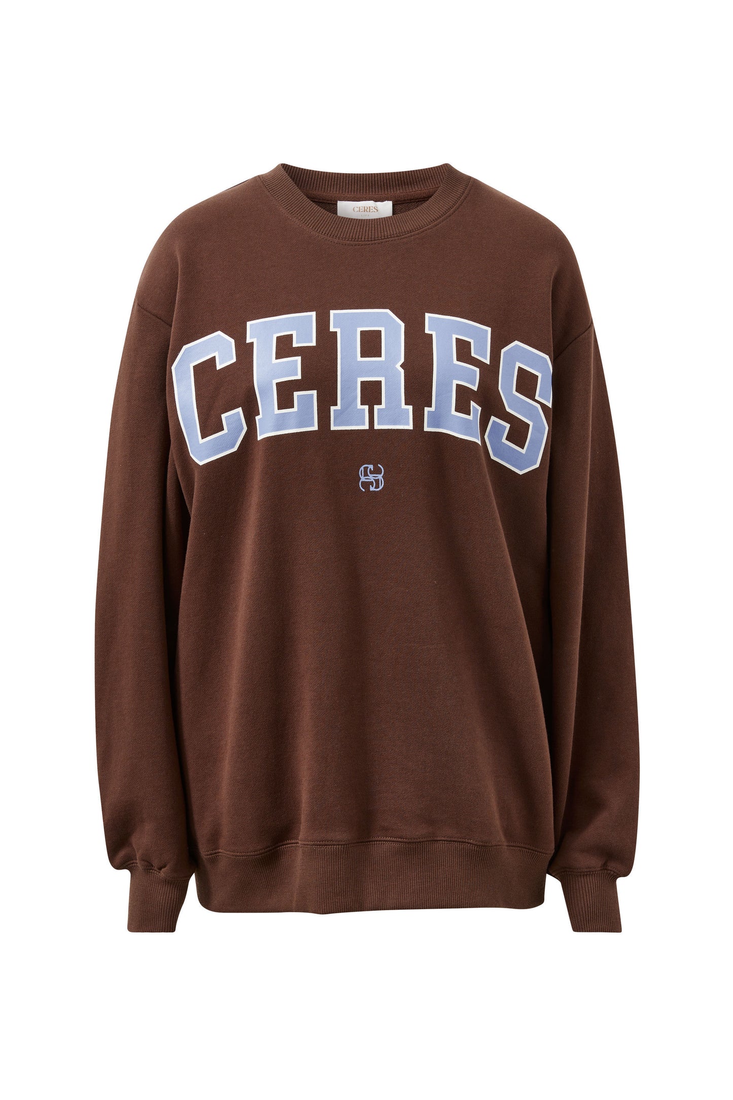 Isla Oversized Slouchy Crew Brunette Brown