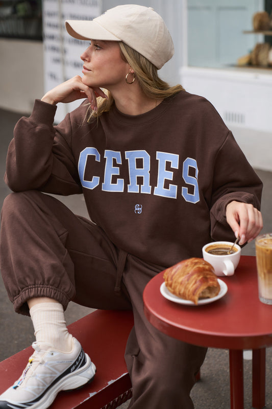 Isla Oversized Slouchy Crew Brunette Brown
