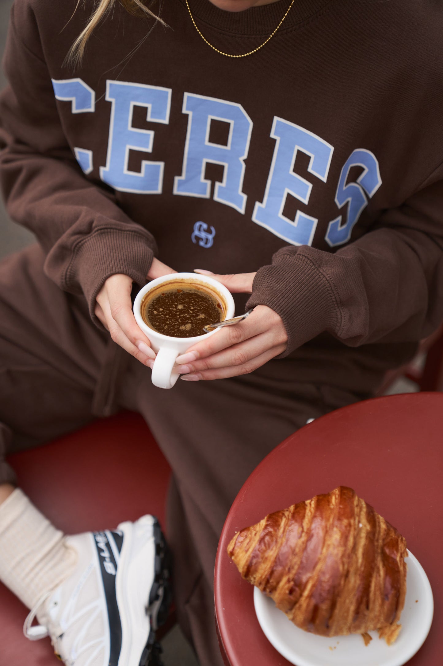 Isla Oversized Slouchy Crew Brunette Brown