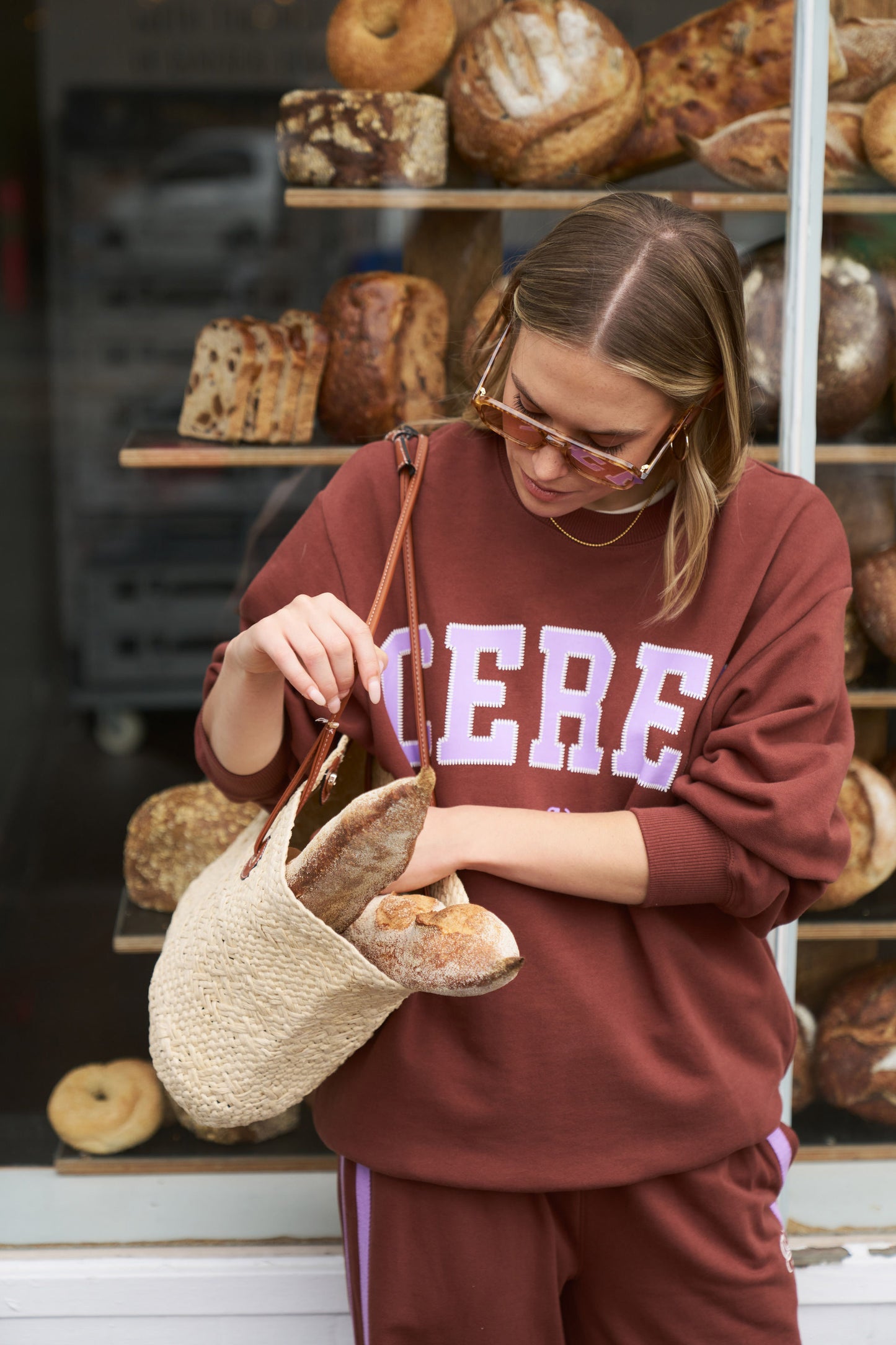 Isla Oversized Slouchy Crew Burnt Toffee