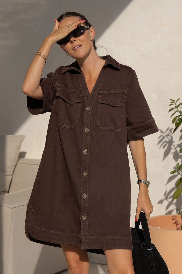 Relaxed Shirt Dress Chocolate