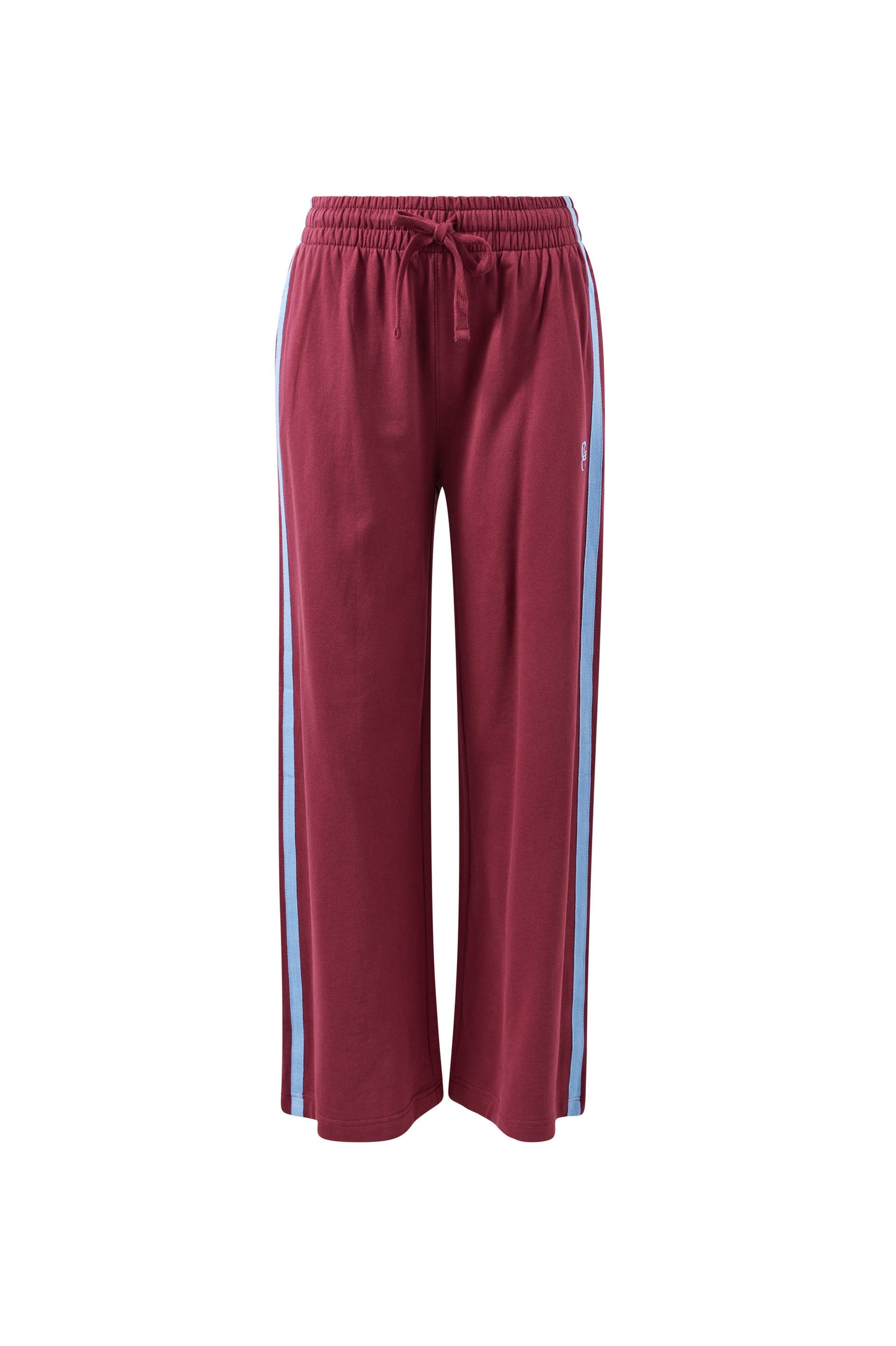 Gigi Wide Leg Washed Burgundy Sky Blue Side Stripe