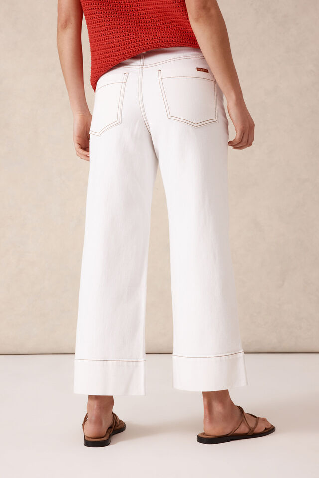 Wide Leg Crop Jean Ecru