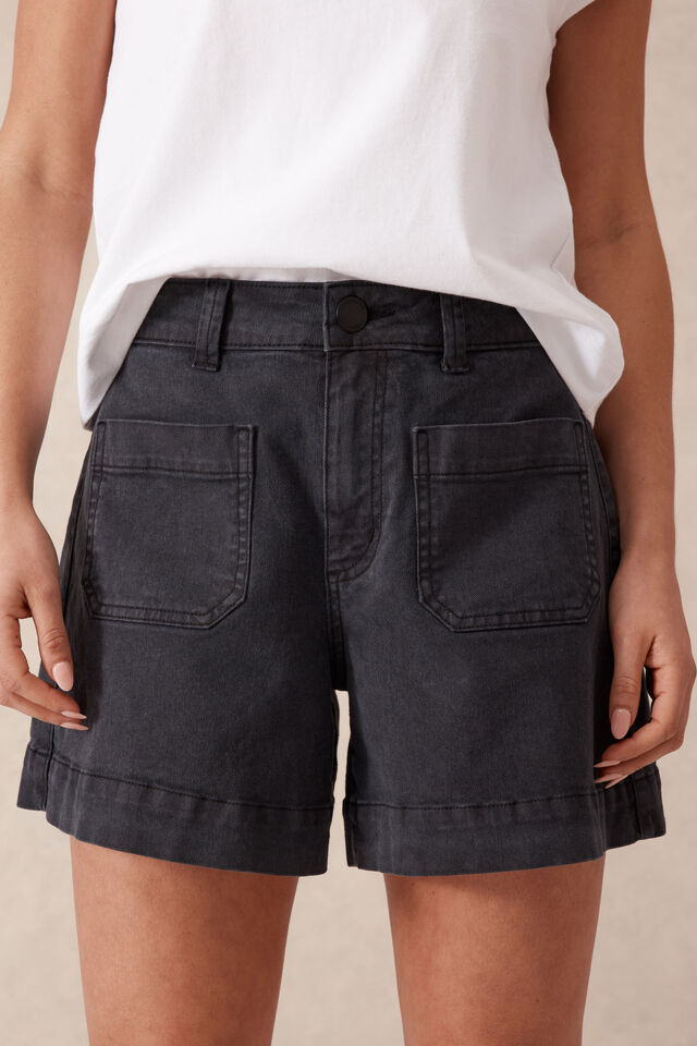Esther Denim Patch Short Black