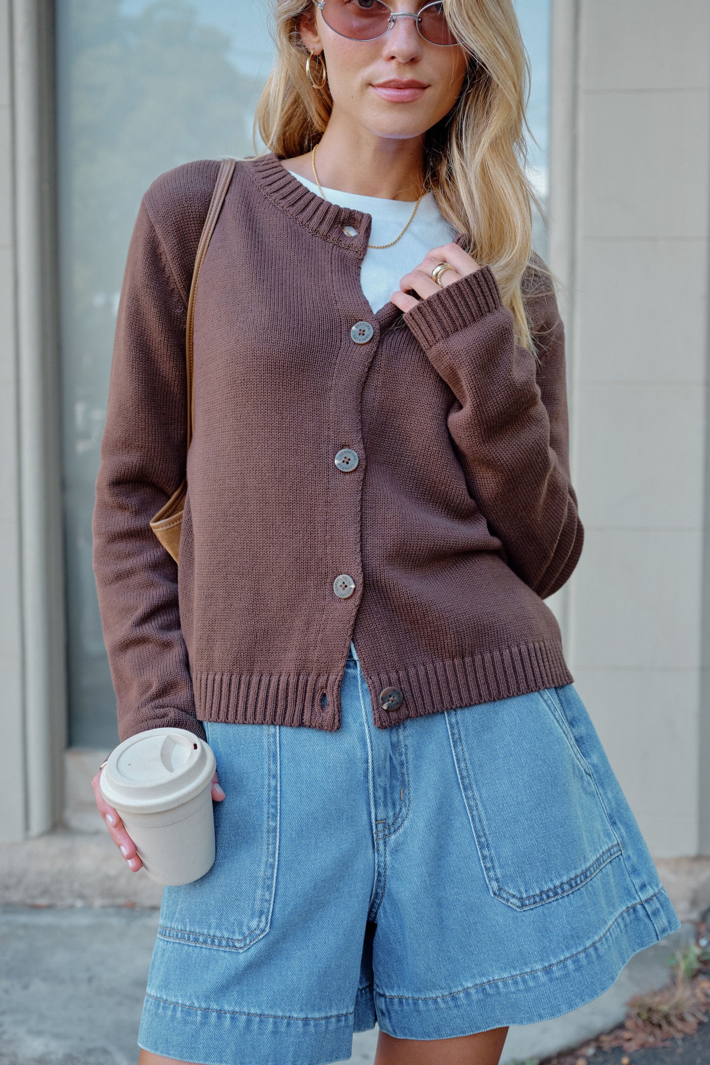 Nelly Long Sleeve Knit Cardi Chocolate