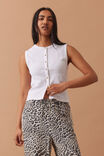 Lyla Button Rib Tank White