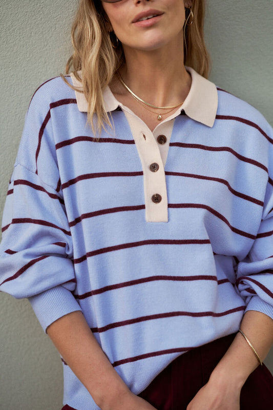 Jessa Rugby Knit Sky Blue
