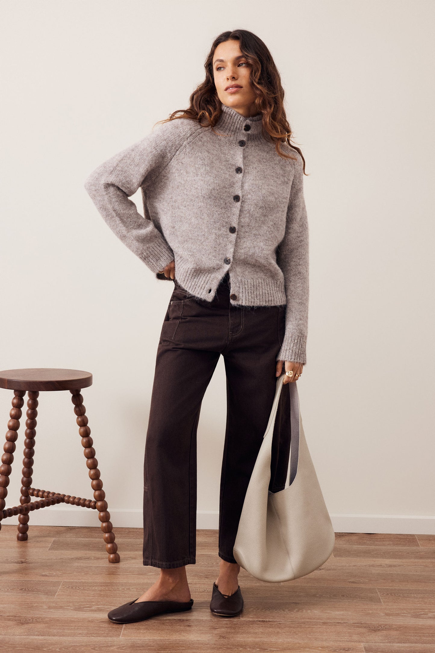 Riley Funnel Neck Marle KNit