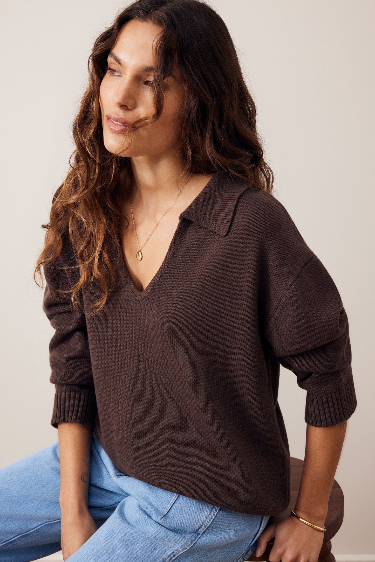 Eliza Collard Knit Brown
