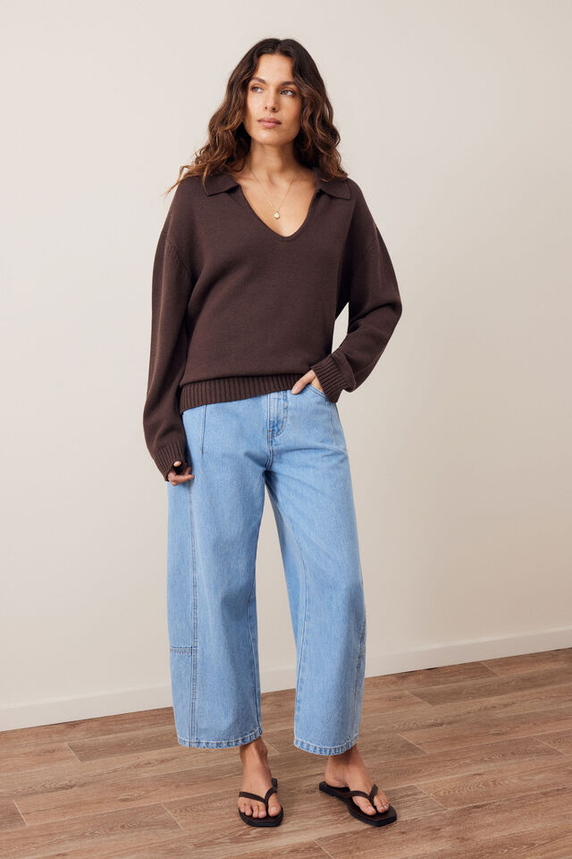 Eliza Collard Knit Brown