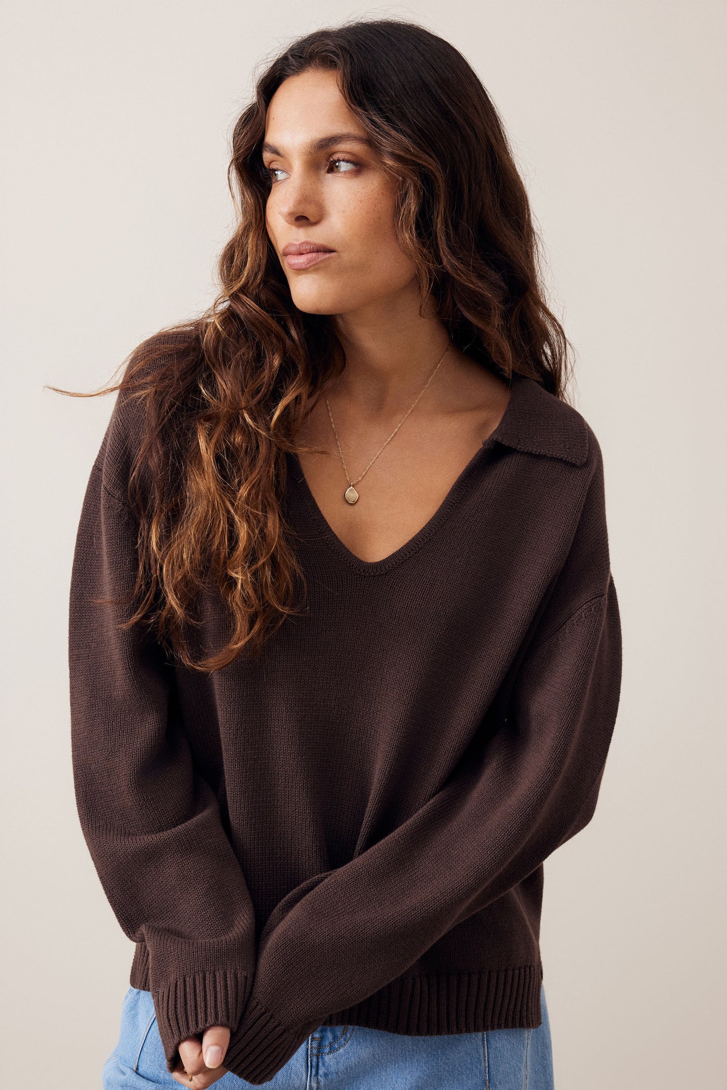 Eliza Collard Knit Brown