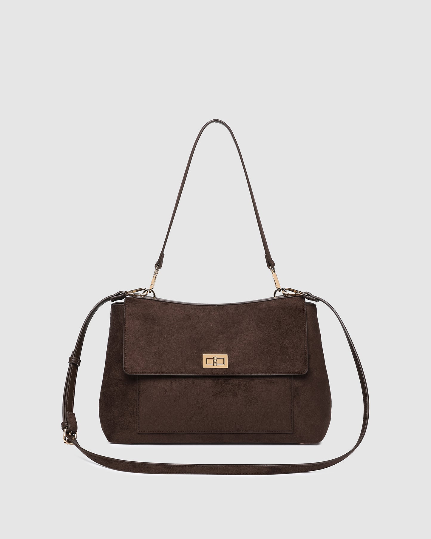 Arden Suedette Shoulder Bag - Chocolate