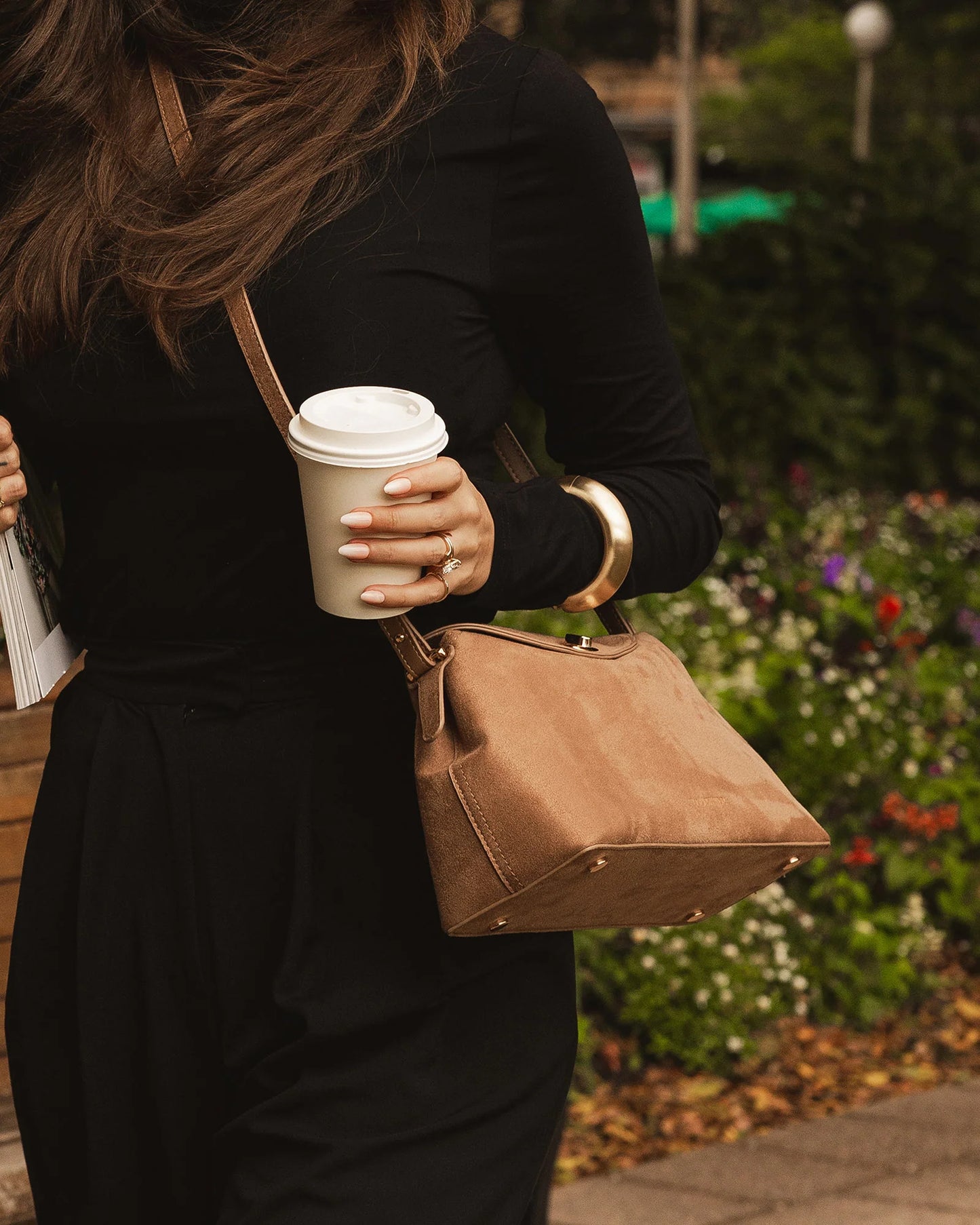 Nicole Suedette Handbag - Honey