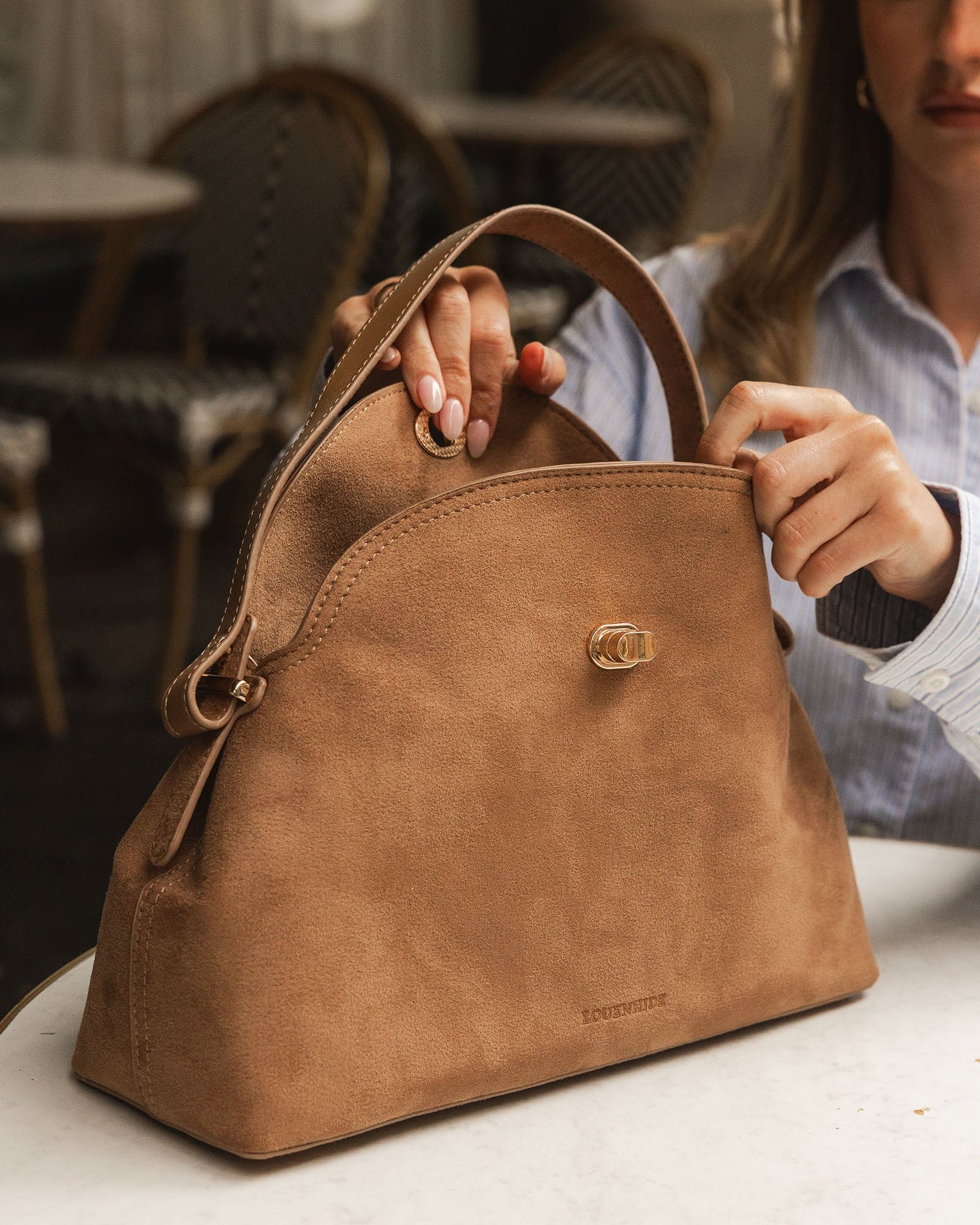 Nicole Suedette Handbag - Honey