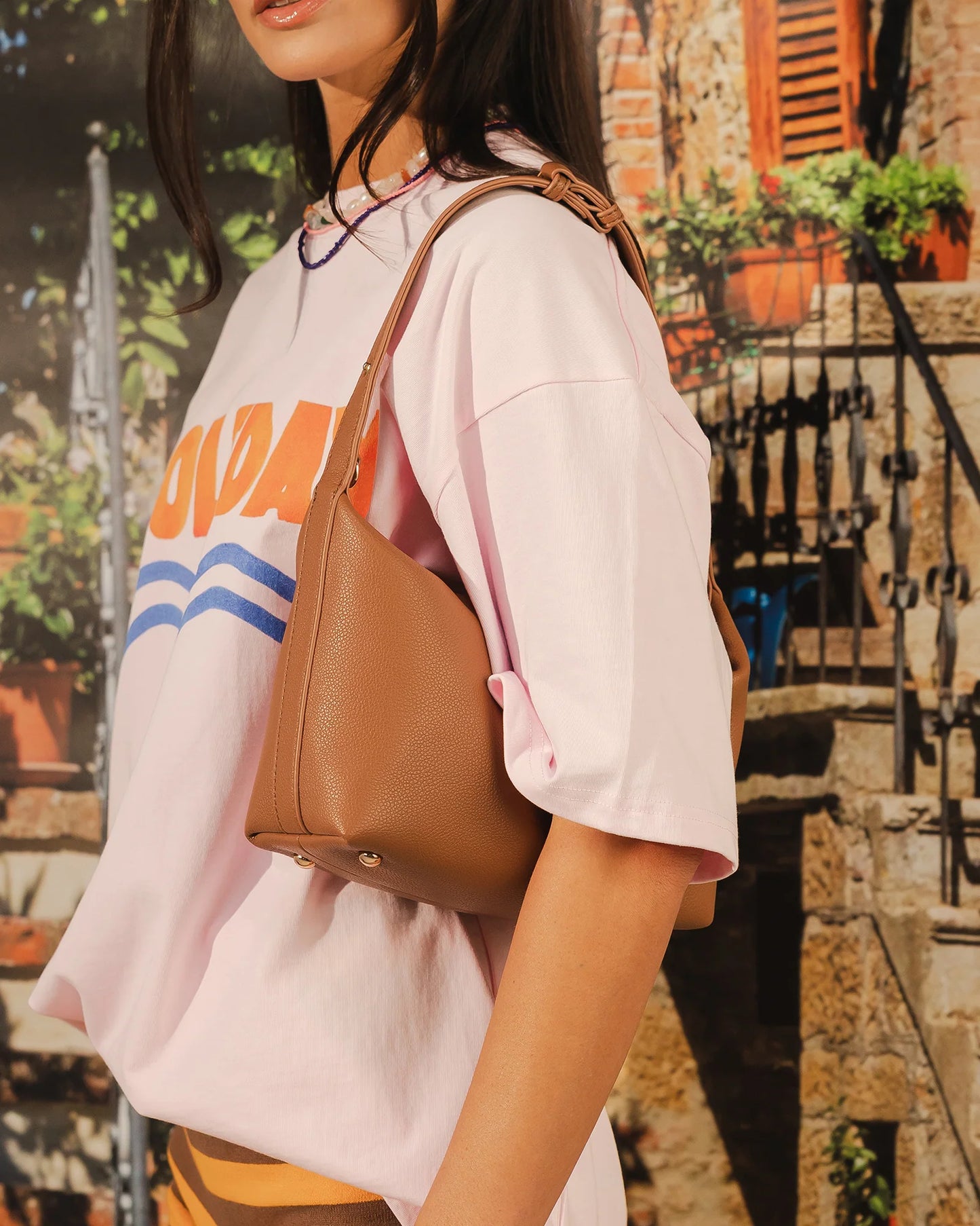 Madeline PU Shoulder Bag - Toffee