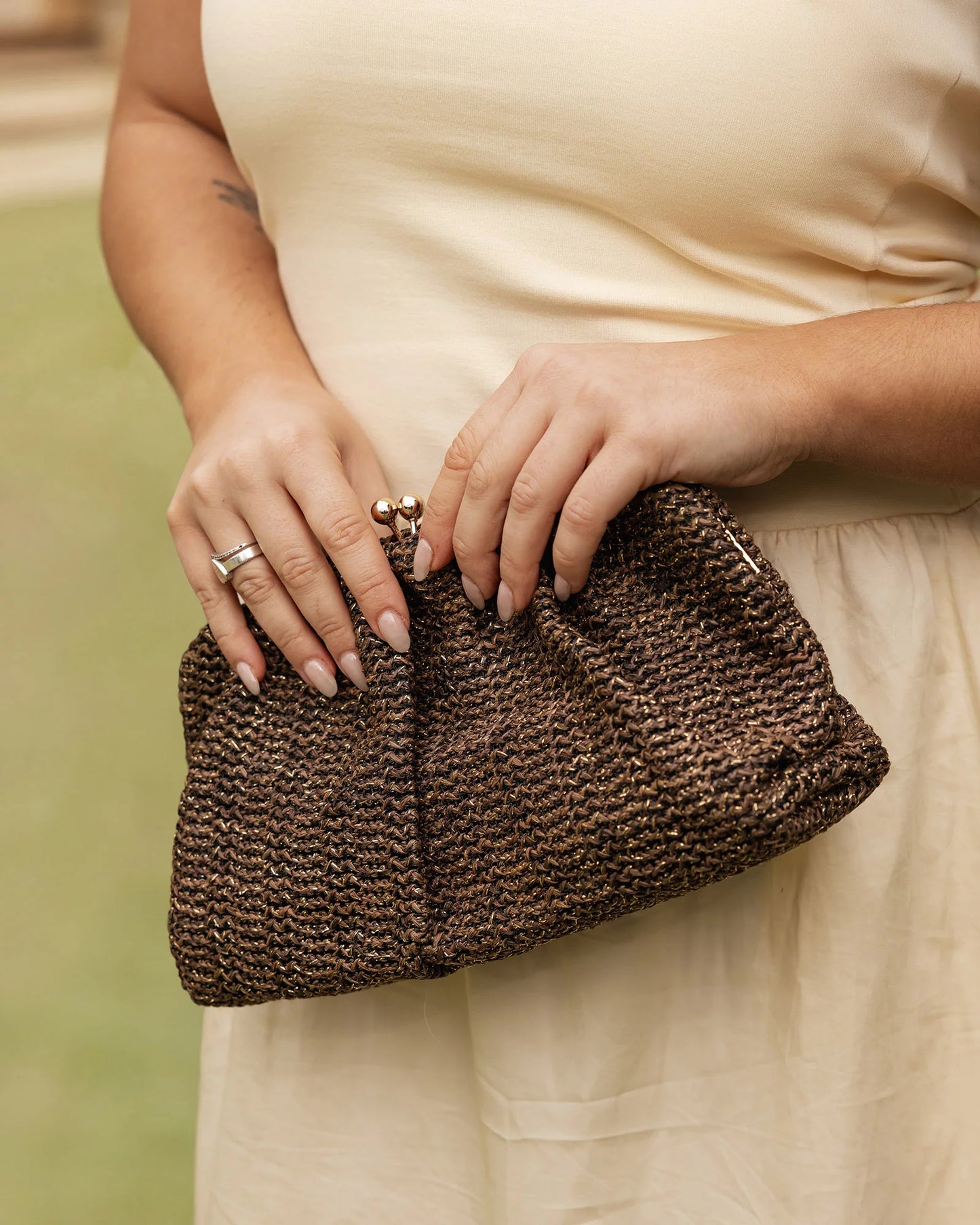 Goldie Clutch - Raffia Chocolate