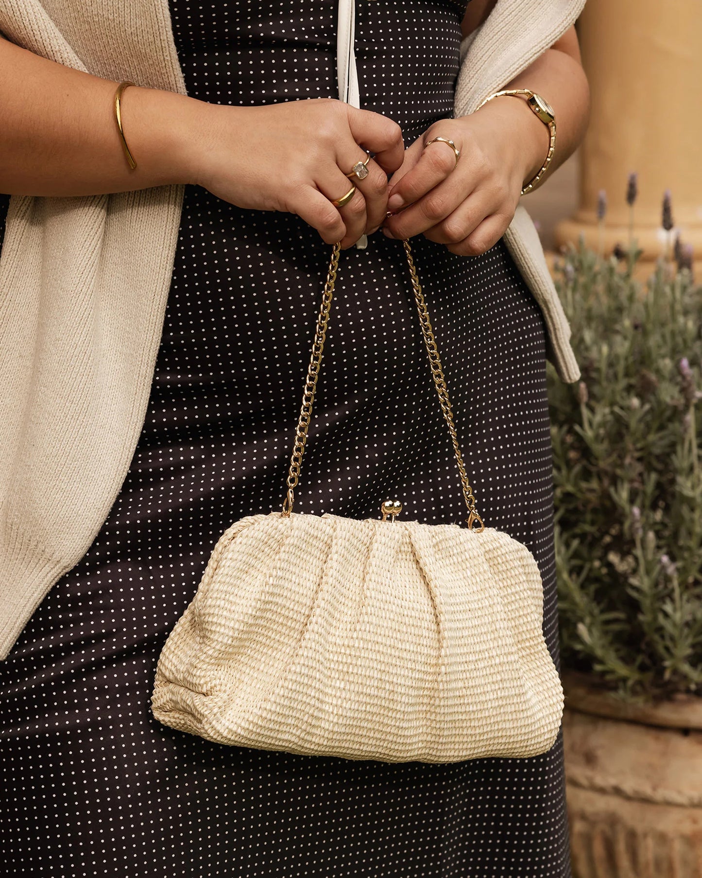 Goldie Clutch - Raffia Vanilla