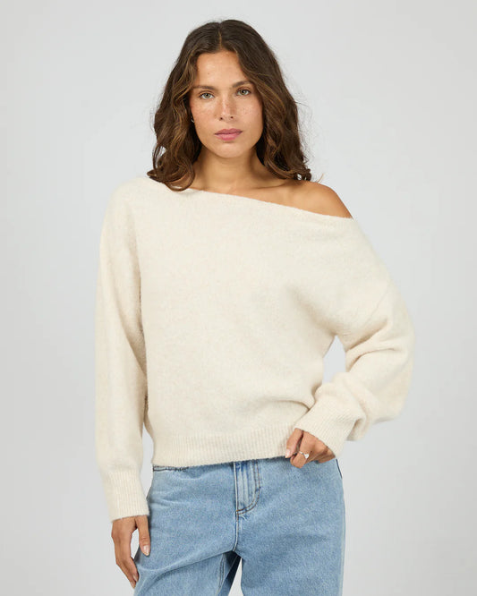 OFF SHOULDER KNIT JUMPER OAT