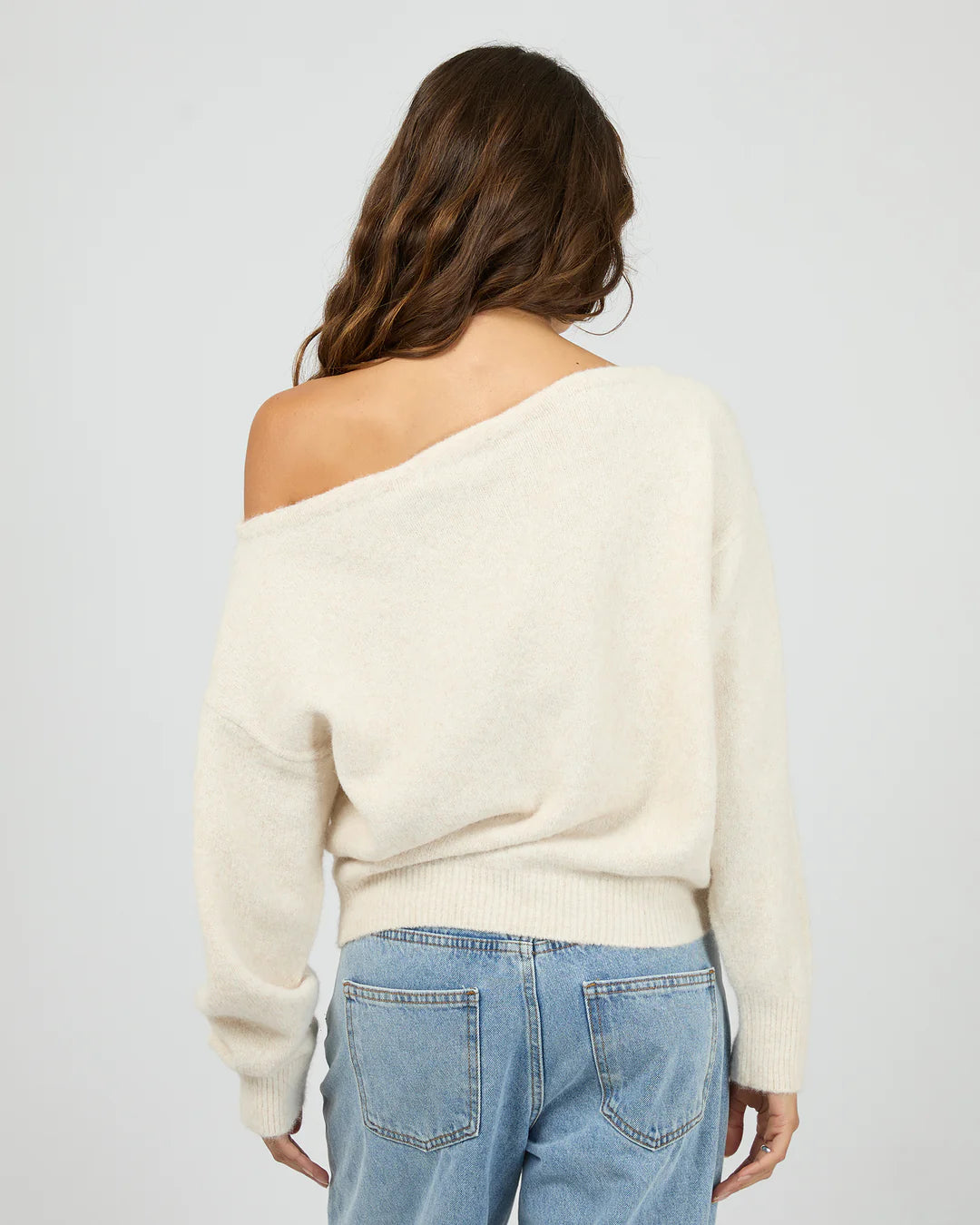 OFF SHOULDER KNIT JUMPER OAT