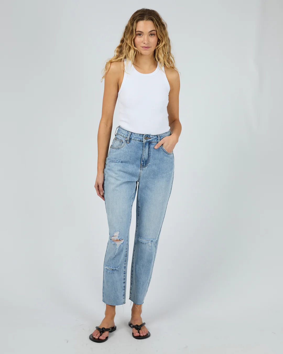 MONICA MOM JEAN - DESTROYED BLUE