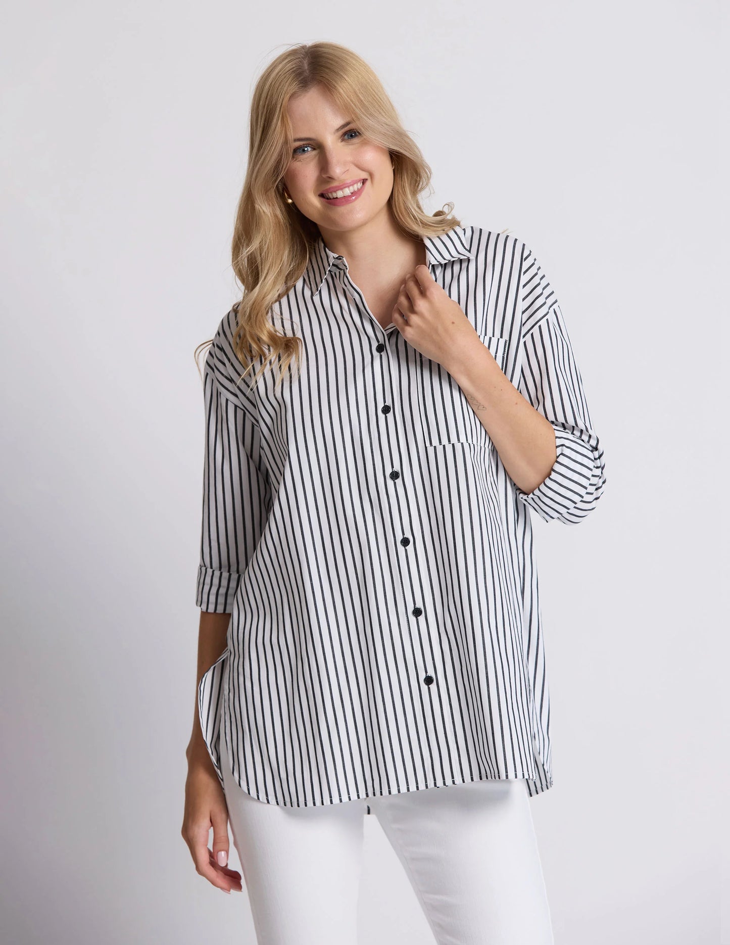 Estella Shirt - Black and White Stripe