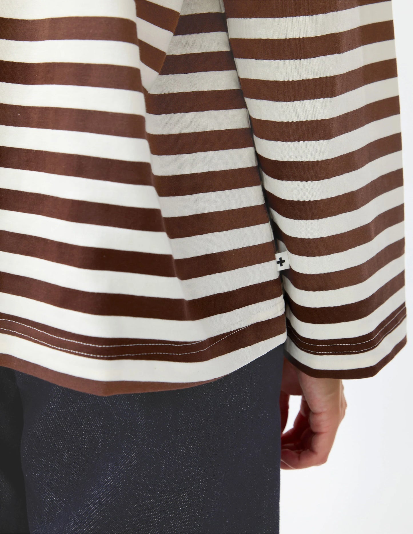DROP SHOULDER TEE CHOC STRIPE  8