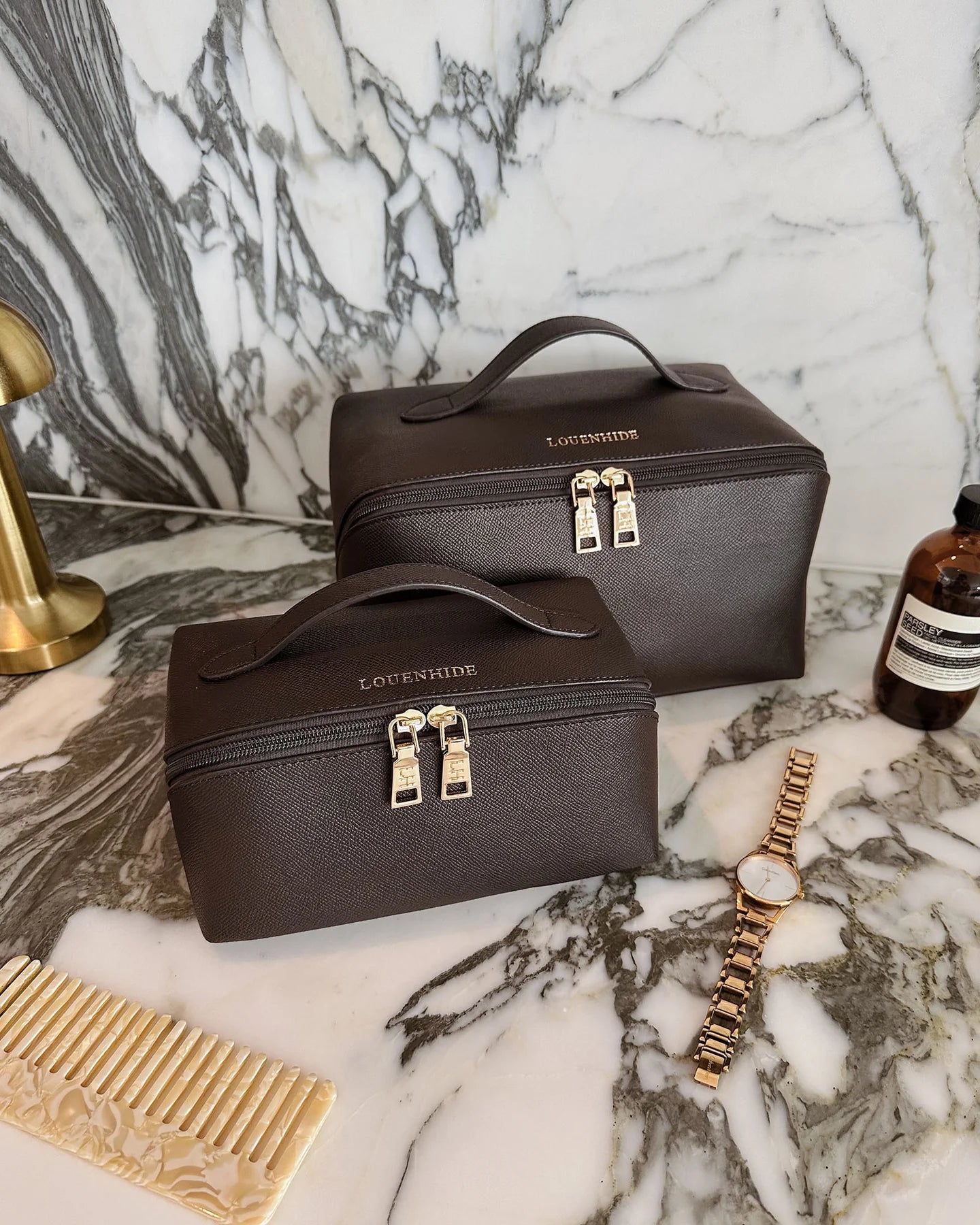 Orion Ellis Cosmetic Bag Set - Chocolate