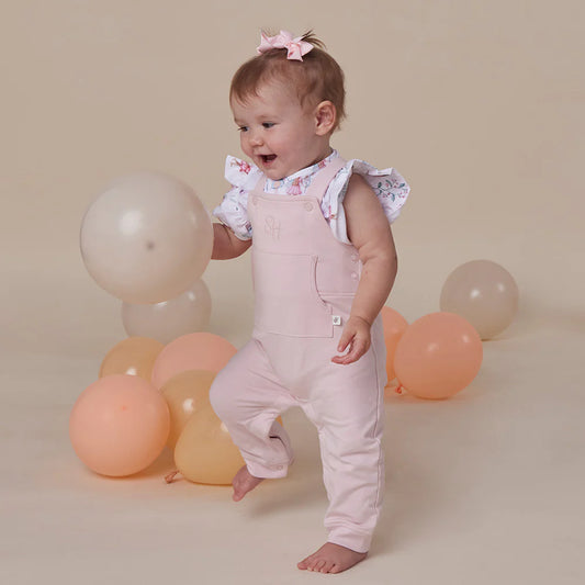 Baby Pink Organic Joey Overalls