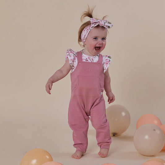 Jewel Pink Organic Joey Overalls