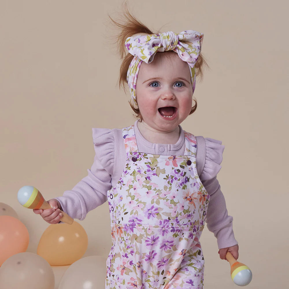 Lavender Rib Long Sleeve Organic Bodysuit with Frill