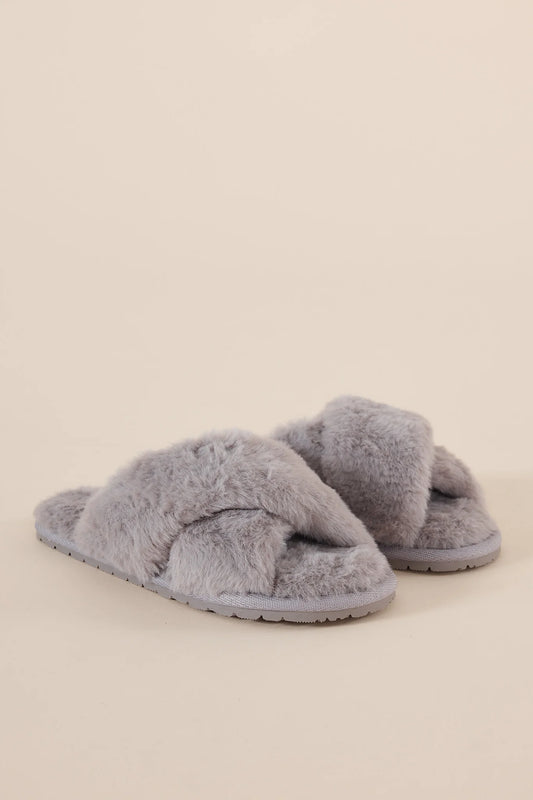 Milan Plush Slipper MArle Grey