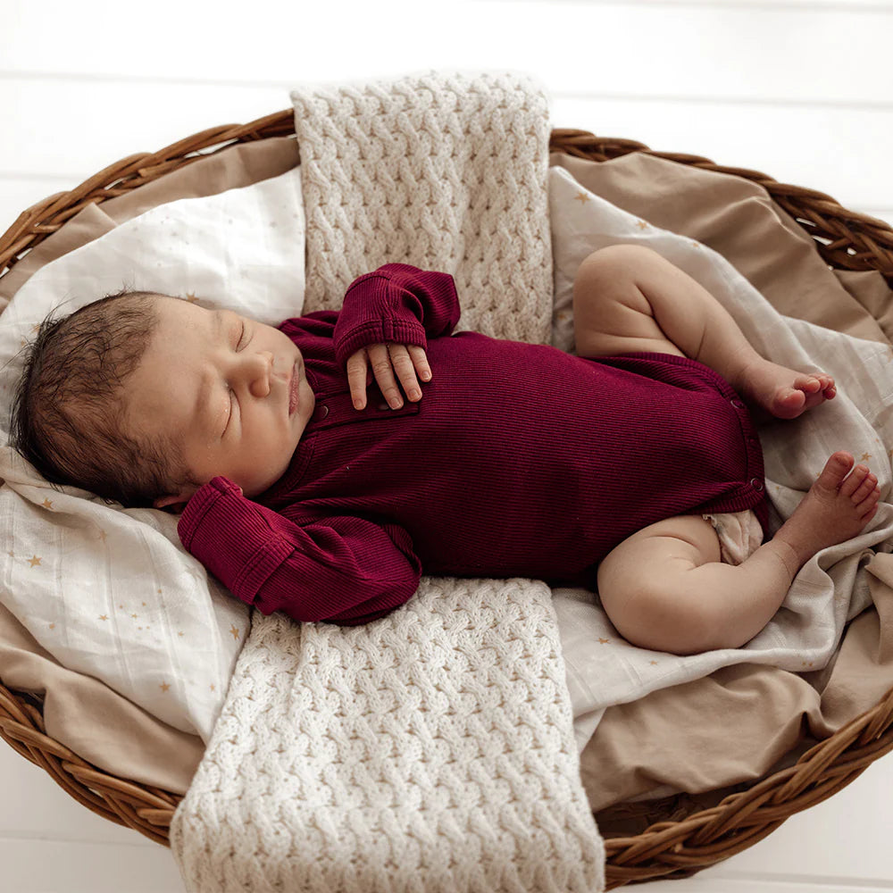 Raspberry Long Sleeve Organic Bodysuit