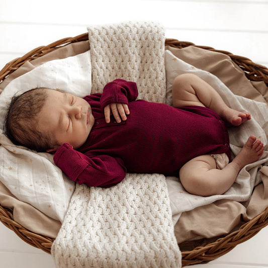 Raspberry Long Sleeve Organic Bodysuit