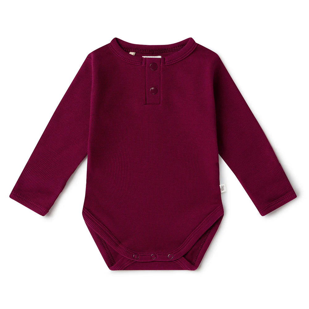 Raspberry Long Sleeve Organic Bodysuit